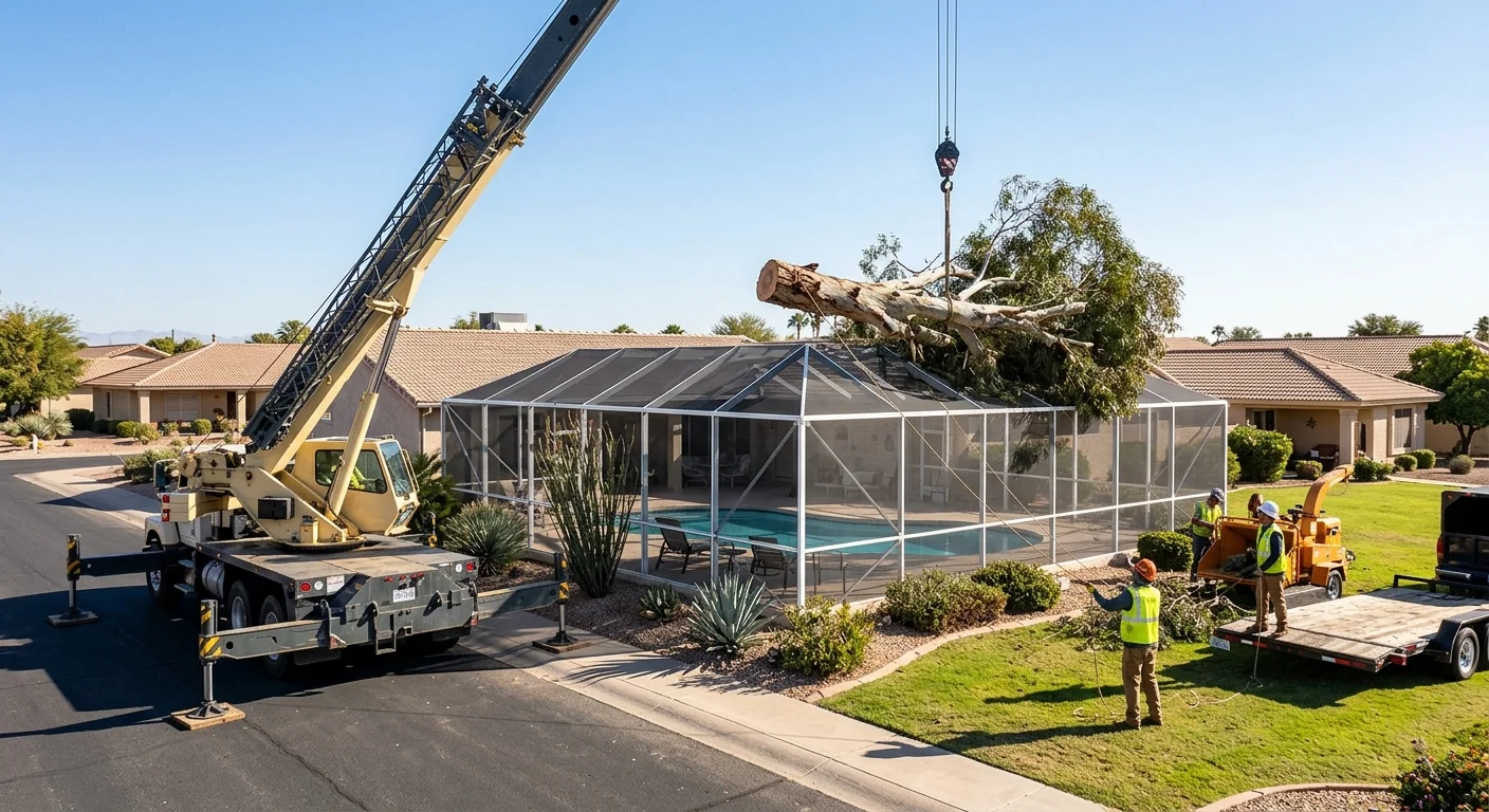 Backyard Removal Over a Pool Enclosure