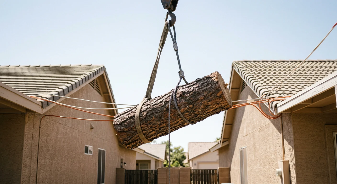 Dead Pine Removal Between Two Homes