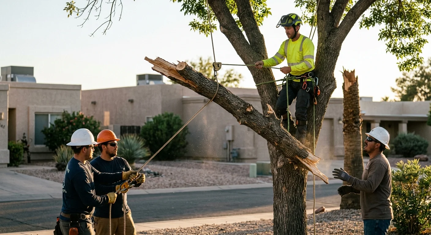 Crew using rigging lines to lower a broken limb safely