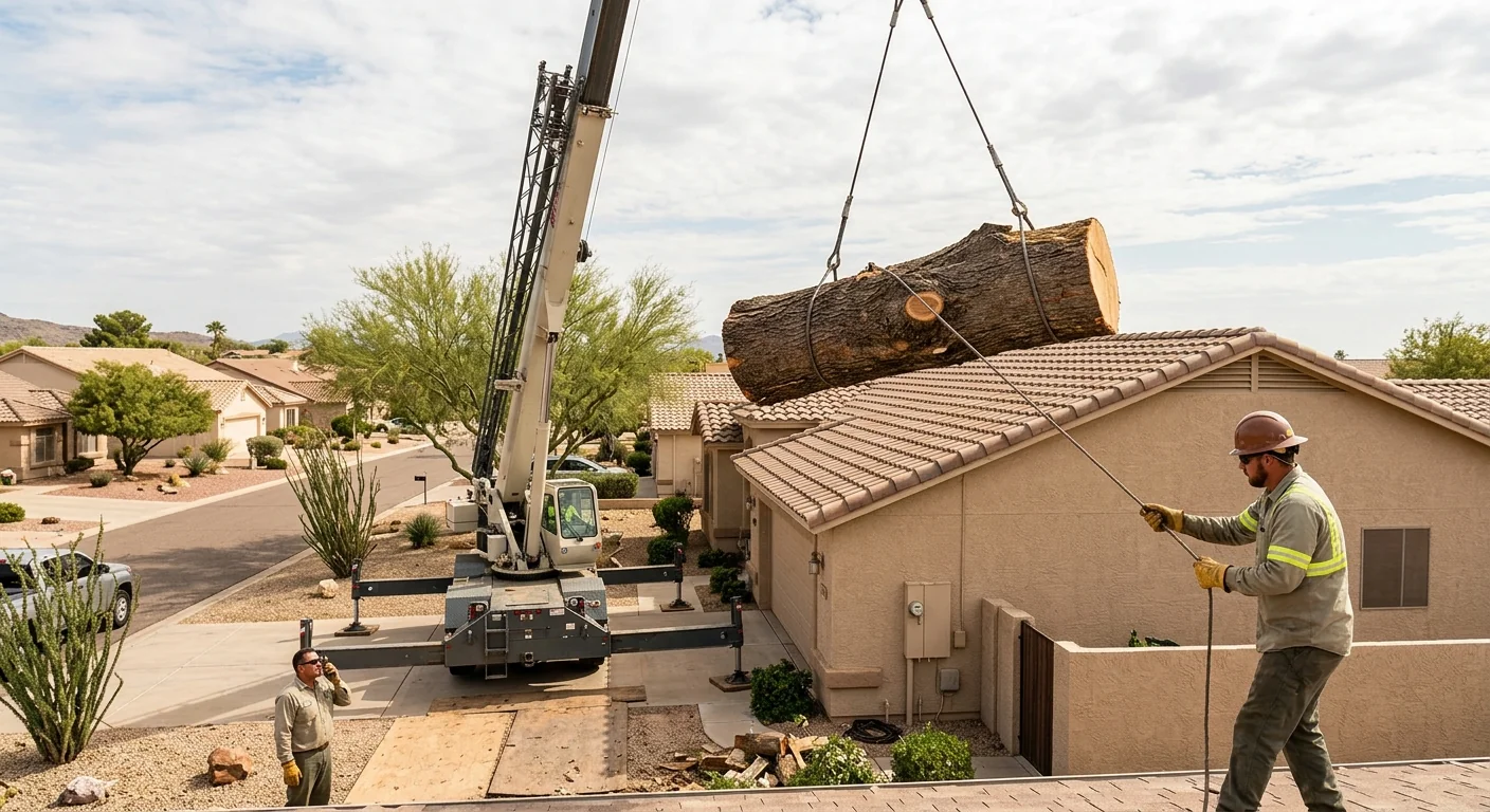 Emergency Crane-Assisted Removal of a Leaning Trunk