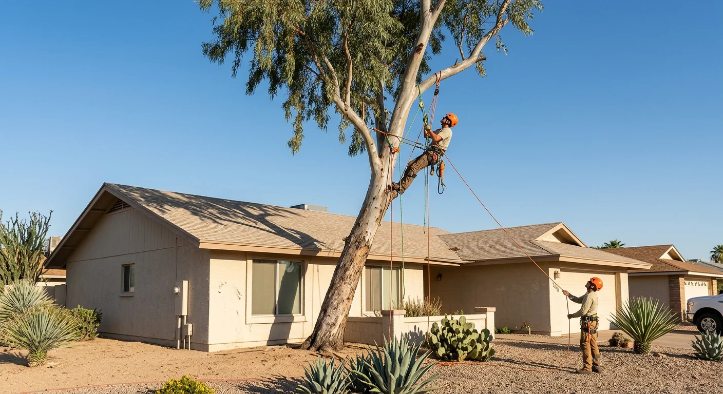 Leaning Eucalyptus Removed Near Sun City Rooftop