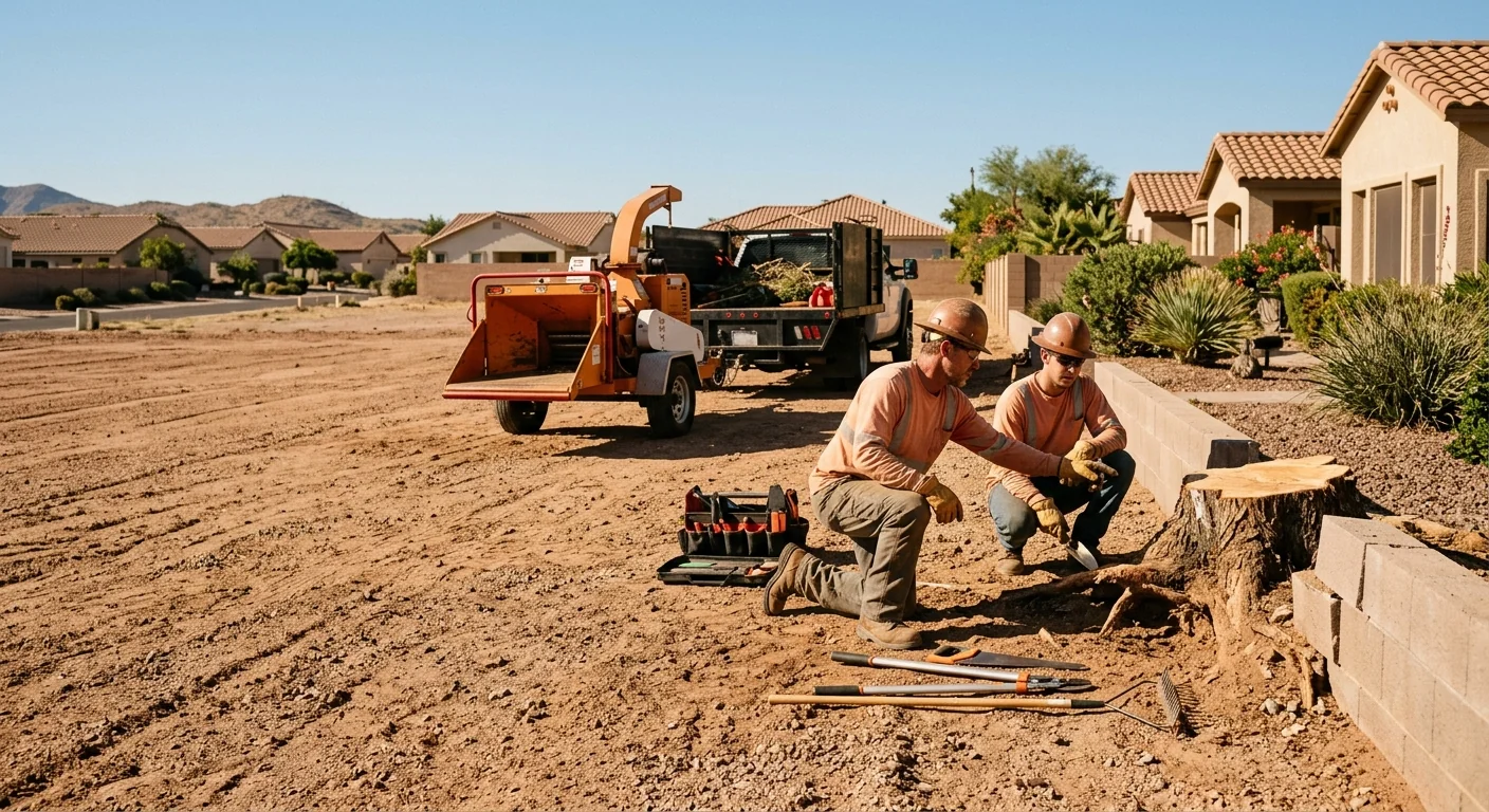 Cleared and graded lot ready for landscaping under Arizona sun