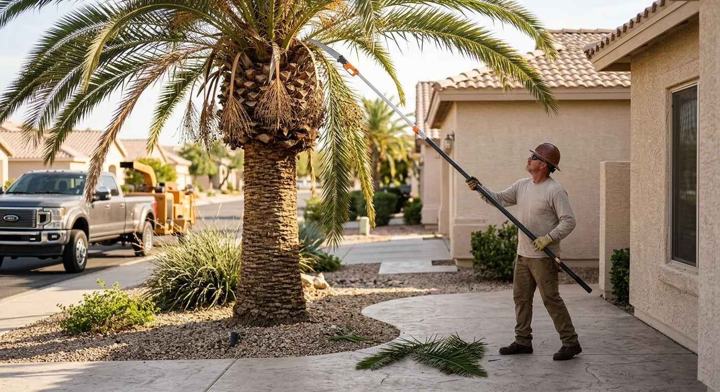 Post-Storm Hazard Pruning on a Mature Palm Stand