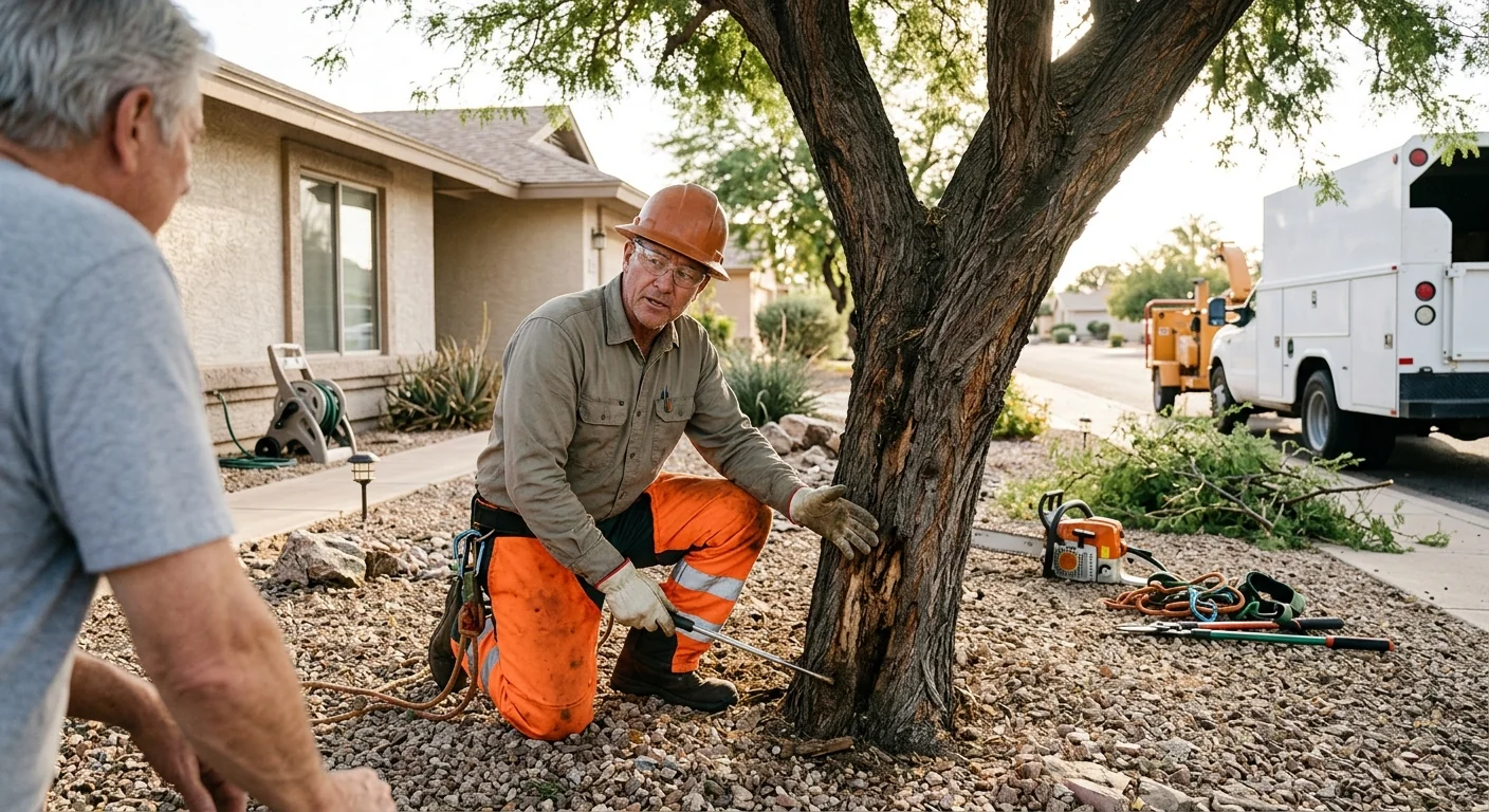 Healthy pruned shade trees on a maintained Sun City residential property