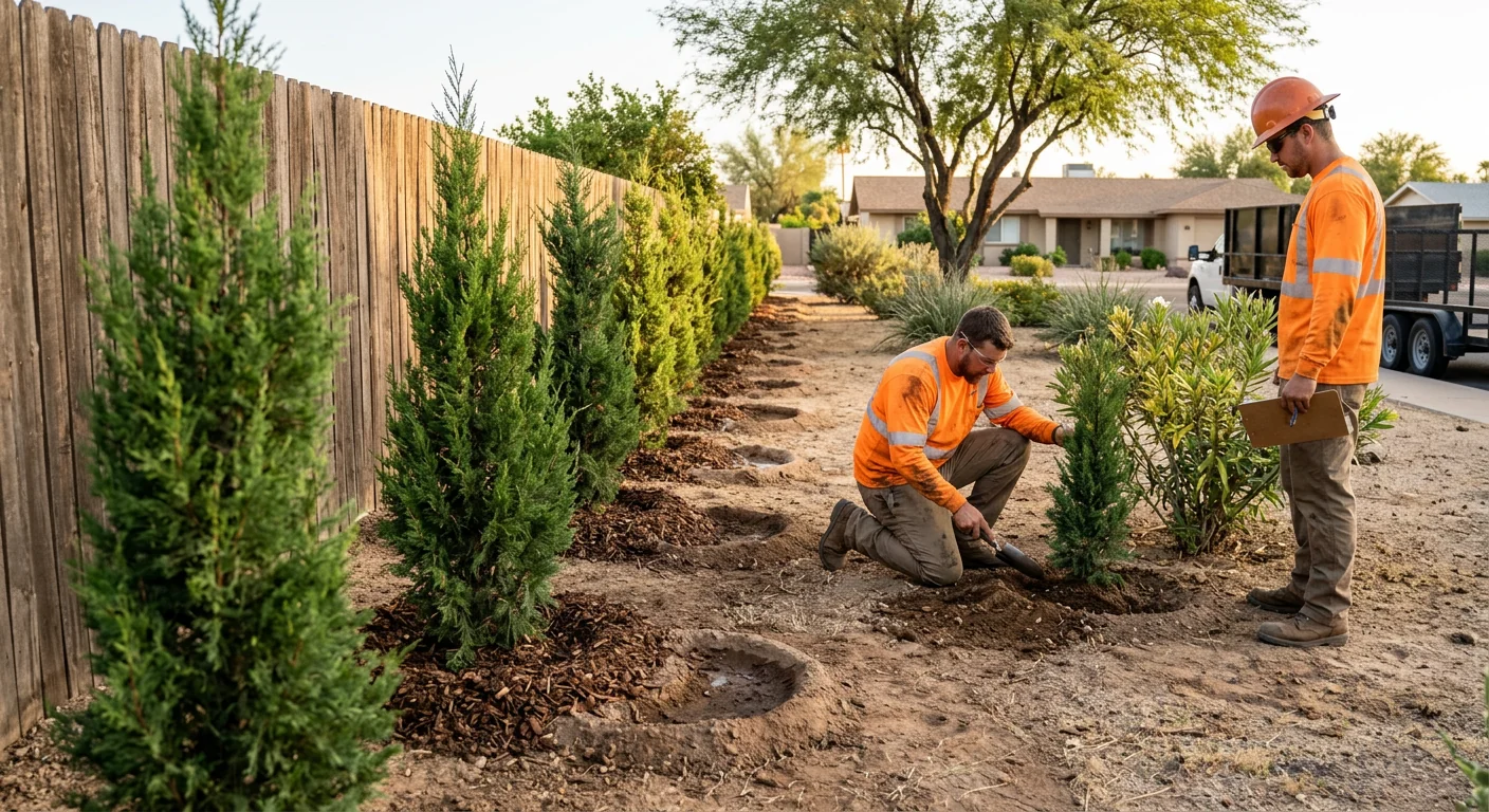 Privacy Screen Planting Along a Sun City Property Line
