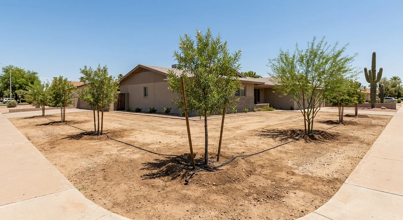 Multi-Tree Landscape Installation on a New Sun City Lot