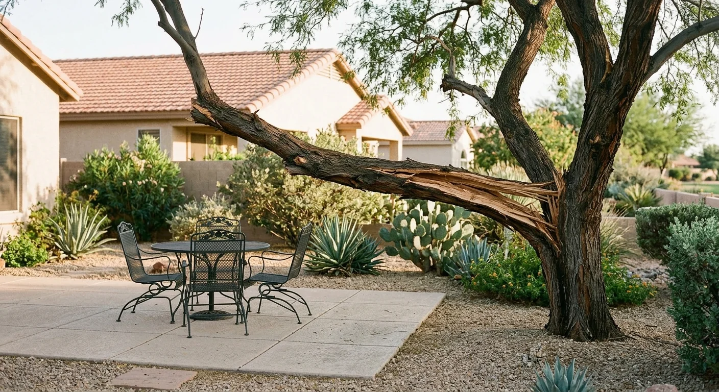 Storm-Split Mesquite Cleared From a Backyard