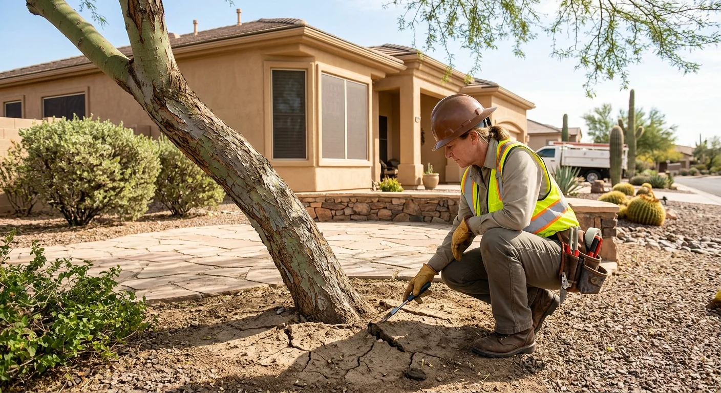 Mature Palo Verde Lean Evaluation Near a Patio