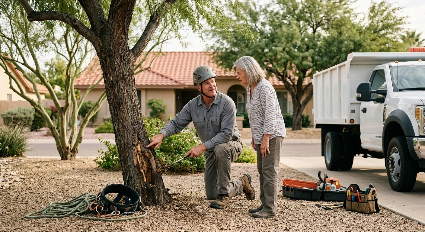 Written tree inspection report with photos on a clipboard