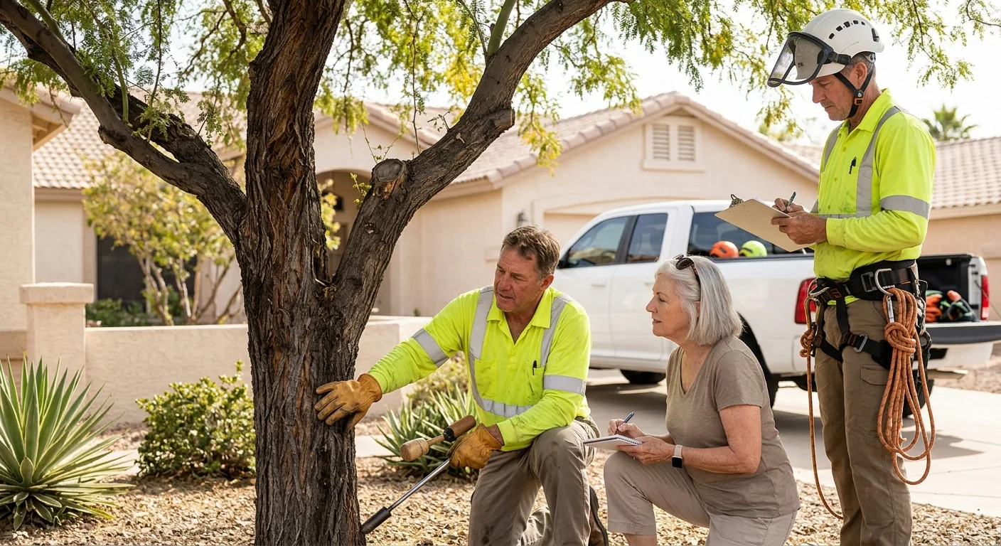 Tree care crew working on a mature tree in Sun City